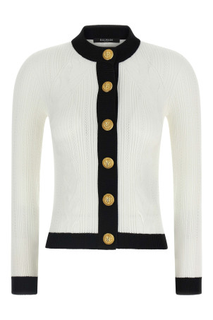 Двоколірний кардиган Чорно-сірий BALMAIN FF1KL191KI64GAB Двоколірний кардиган Чорно-сірий BALMAIN FF1KL191KI64GAB