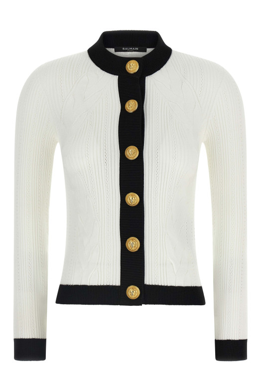 Двоколірний кардиган Чорно-сірий BALMAIN FF1KL191KI64GAB