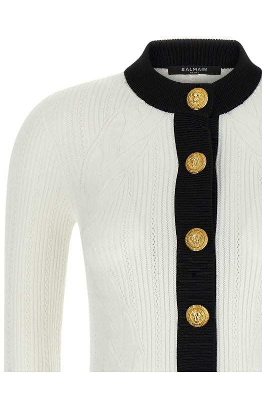 Двоколірний кардиган Чорно-сірий BALMAIN FF1KL191KI64GAB