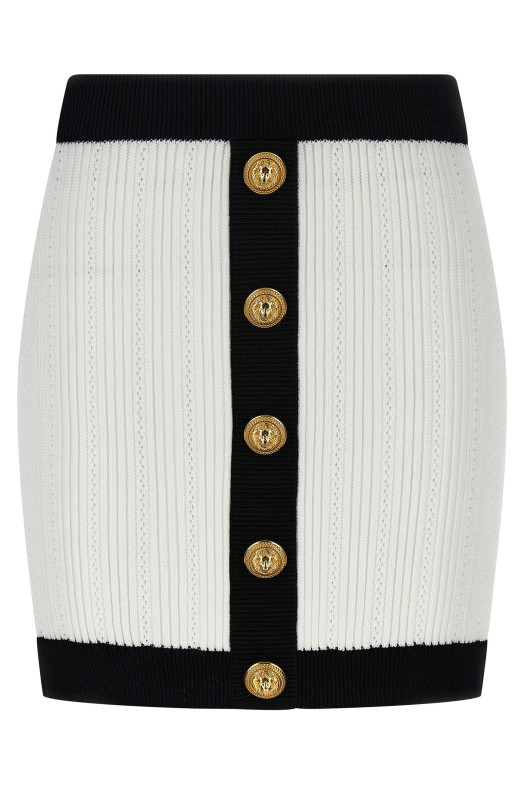 Двоколірна мініспідниця Чорно-сіра BALMAIN FF1LB039KI64GAB Двоколірна мініспідниця Чорно-сіра BALMAIN FF1LB039KI64GAB