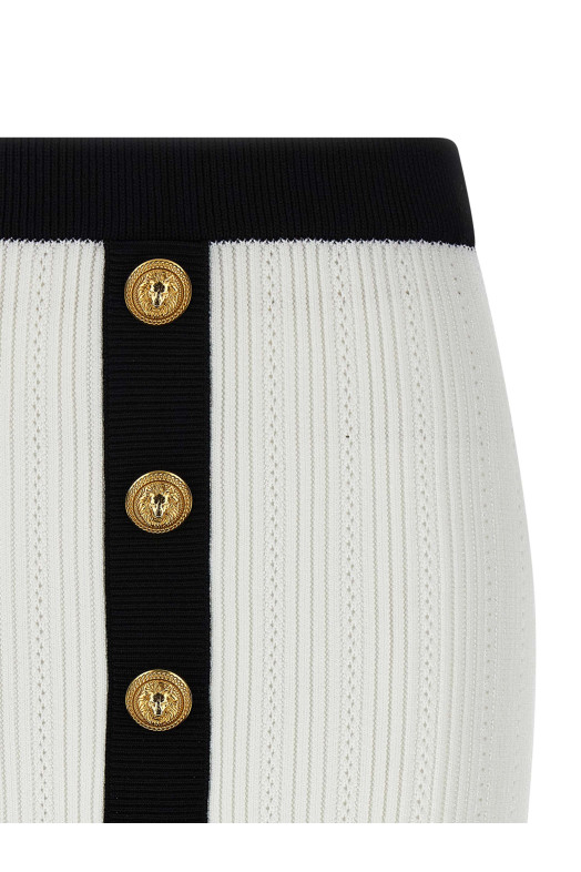 Двоколірна мініспідниця Чорно-сіра BALMAIN FF1LB039KI64GAB Двоколірна мініспідниця Чорно-сіра BALMAIN FF1LB039KI64GAB