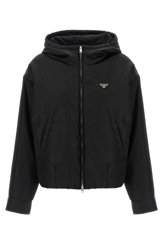 Куртка с капюшоном Re-Nylon Черная PRADA 29P246SVMO1WQ8F0002