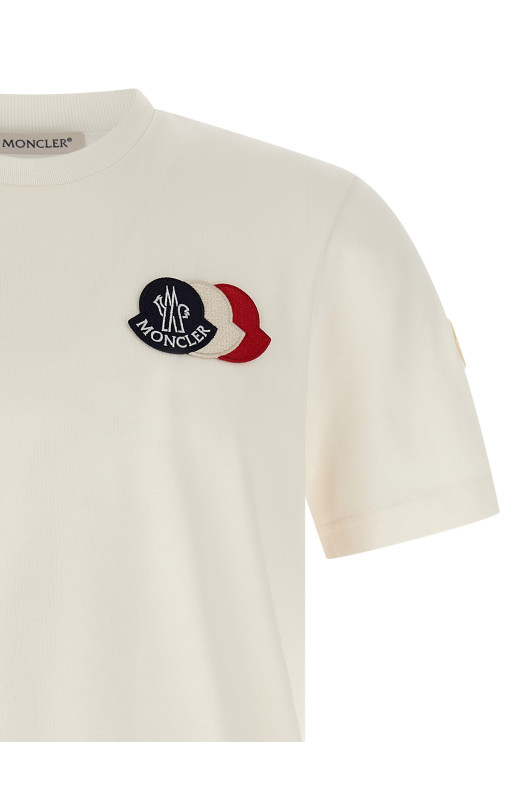 Футболка з триколірним логотипом Біла MONCLER K20918C0005689AUG034