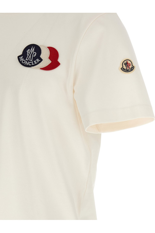Футболка з триколірним логотипом Біла MONCLER K20918C0005689AUG034