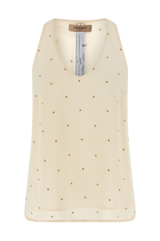 Lurex embroidery tank top Beige Lurex embroidery tank top Beige