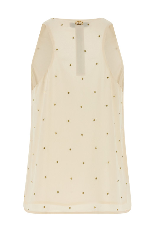Lurex embroidery tank top Beige Lurex embroidery tank top Beige