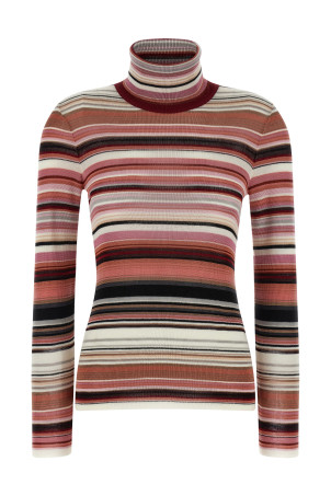 Смугастий светр з високим коміром Рожевий MISSONI DS25WN2RBK01FUSM9WG Смугастий светр з високим коміром Рожевий MISSONI DS25WN2RBK01FUSM9WG