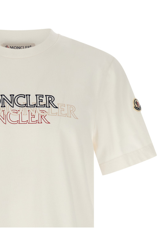 Флокована футболка з логотипом Біла MONCLER K20918C0005589AZ9034