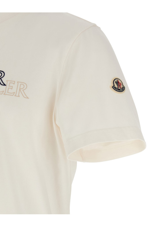 Флокована футболка з логотипом Біла MONCLER K20918C0005589AZ9034