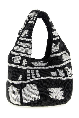 Мини-сумка для покупок «Beaded» Черно-серая HB0744FA0470901 Мини-сумка для покупок «Beaded» Черно-серая HB0744FA0470901