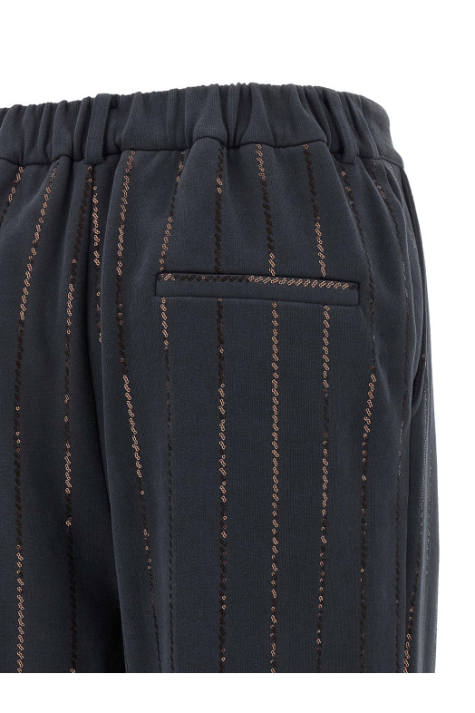 'Dazzling Chalk Stripe Embroidery' joggers Gray 'Dazzling Chalk Stripe Embroidery' joggers Gray