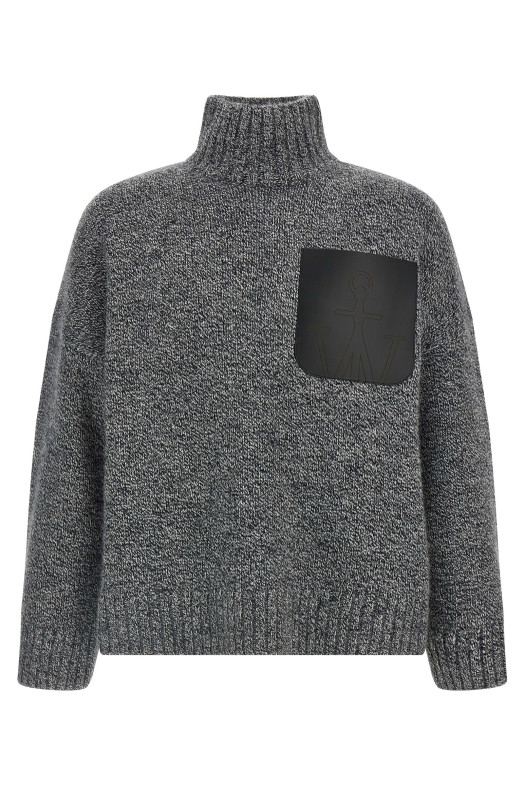 'Leather Patch Pocket' sweater Gray 'Leather Patch Pocket' sweater Gray