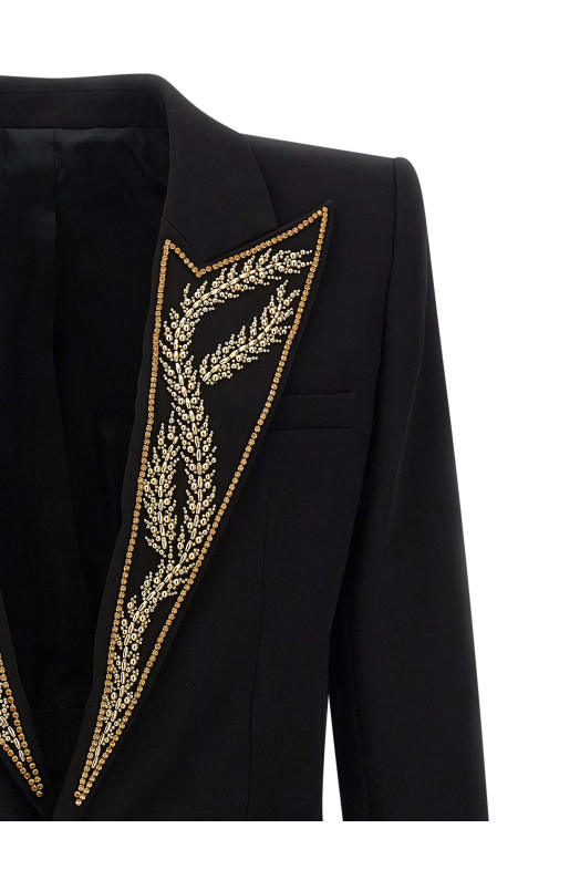 Блейзер з вишивкою у вигляді листя Чорний BALMAIN FH1SE286PD09EAD Блейзер з вишивкою у вигляді листя Чорний BALMAIN FH1SE286PD09EAD