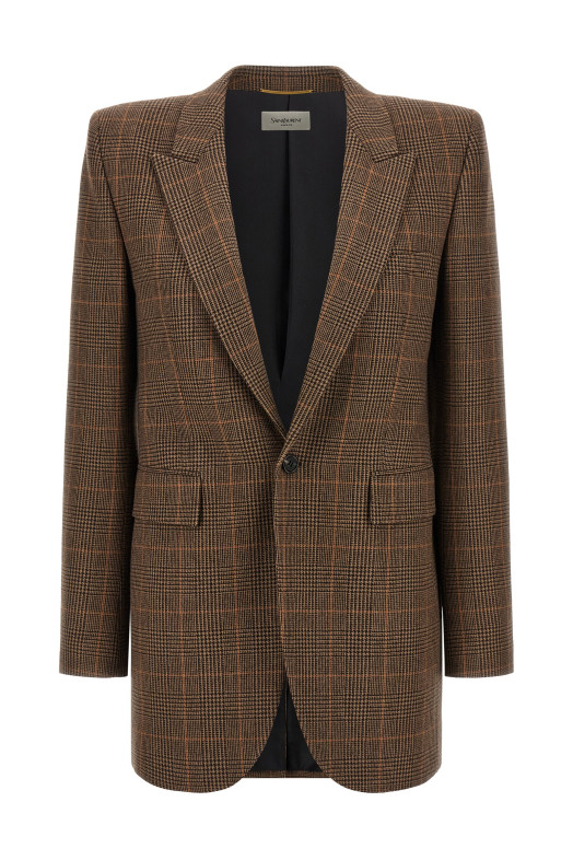 Шерстяной блейзер Check Brown SAINT LAURENT 832778Y3J459217 Шерстяной блейзер Check Brown SAINT LAURENT 832778Y3J459217