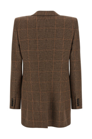 Шерстяной блейзер Check Brown SAINT LAURENT 832778Y3J459217