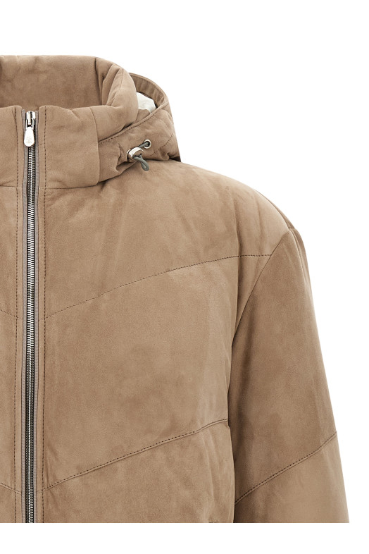 Замшевая пуховая куртка Бежевая BRUNELLO CUCINELLI MPCLF2046C4248