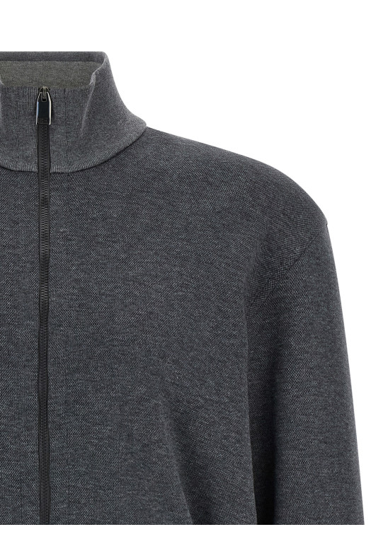 Бавовняна кофта з піке Сіра BRIONI UJNU0LPA6111411 Бавовняна кофта з піке Сіра BRIONI UJNU0LPA6111411