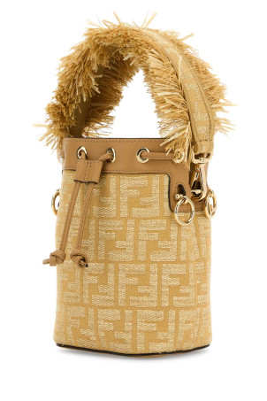 Вышитая мини-сумка-ведро Mon Tresor из рафии FENDI (8BS093AV23) Вышитая мини-сумка-ведро Mon Tresor из рафии FENDI (8BS093AV23)