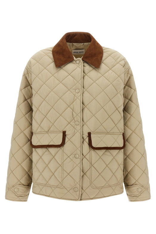 Suede detail blouson Beige