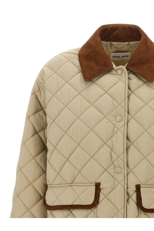 Suede detail blouson Beige