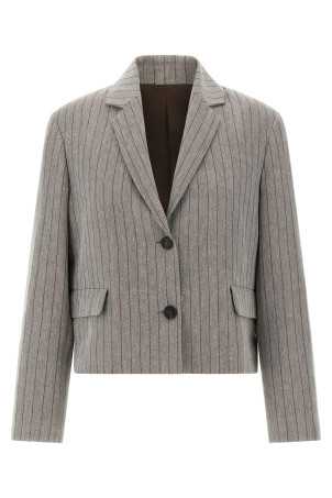 Pinstriped chevron blazer Gray