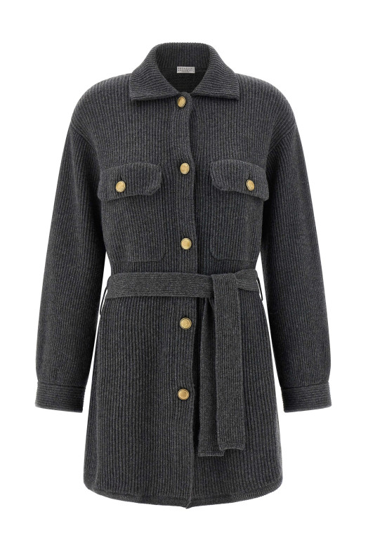 Английский ребристый кардиган Серый BRUNELLO CUCINELLI M16725116C079 Английский ребристый кардиган Серый BRUNELLO CUCINELLI M16725116C079