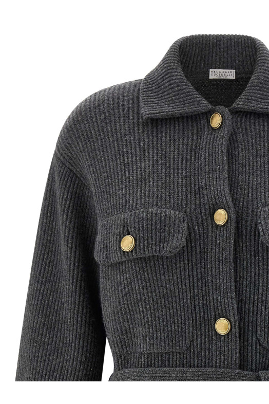 Английский ребристый кардиган Серый BRUNELLO CUCINELLI M16725116C079 Английский ребристый кардиган Серый BRUNELLO CUCINELLI M16725116C079