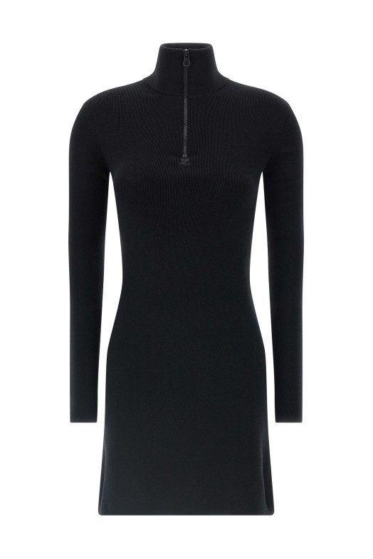 Вовняне трикотажне плаття Чорне COURREGES 325MRO691FI00719999 Вовняне трикотажне плаття Чорне COURREGES 325MRO691FI00719999