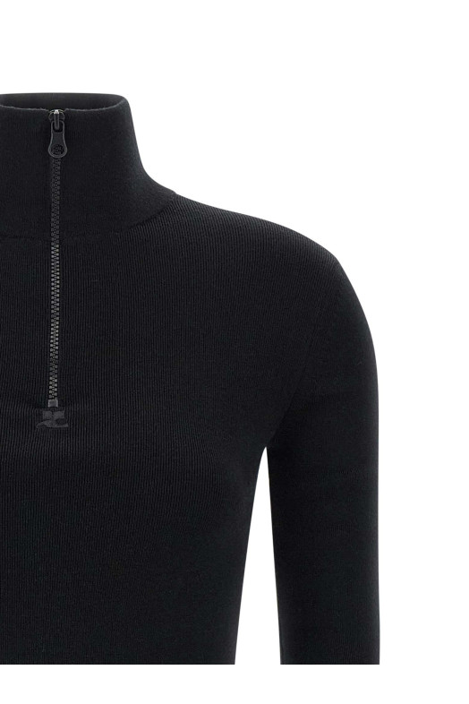 Вовняне трикотажне плаття Чорне COURREGES 325MRO691FI00719999 Вовняне трикотажне плаття Чорне COURREGES 325MRO691FI00719999