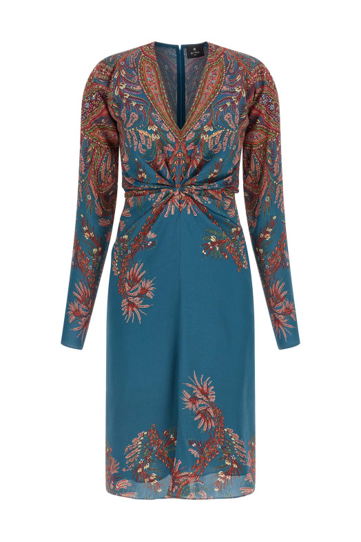 Платье с цветочным принтом Синее ETRO WRHA027199SP4G4X0883 Платье с цветочным принтом Синее ETRO WRHA027199SP4G4X0883