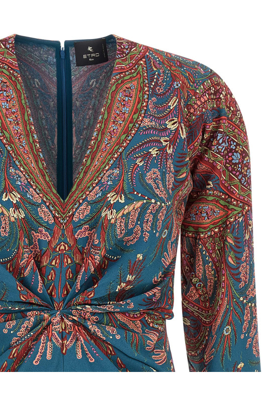 Платье с цветочным принтом Синее ETRO WRHA027199SP4G4X0883 Платье с цветочным принтом Синее ETRO WRHA027199SP4G4X0883