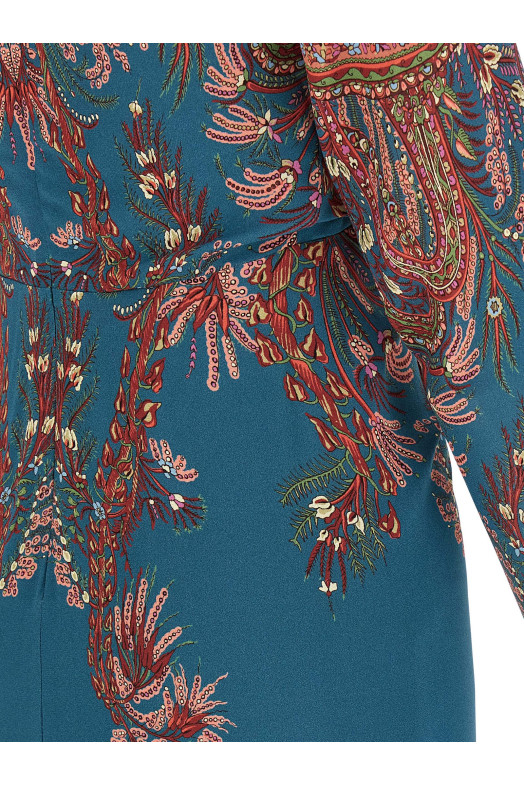 Платье с цветочным принтом Синее ETRO WRHA027199SP4G4X0883 Платье с цветочным принтом Синее ETRO WRHA027199SP4G4X0883