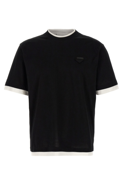 Многослойная футболка Черно-серая PRADA UJN912SWMO11CDF0967 Многослойная футболка Черно-серая PRADA UJN912SWMO11CDF0967