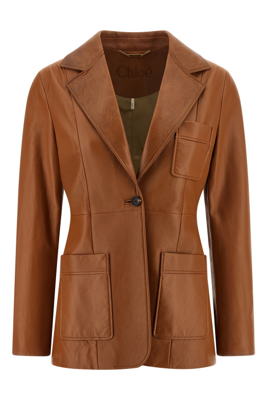 Кожаный блейзер Коричневый CHLOÉ CH25ACV33204244 Кожаный блейзер Коричневый CHLOÉ CH25ACV33204244