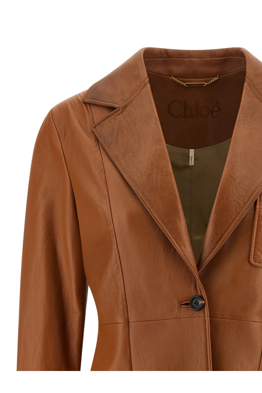 Кожаный блейзер Коричневый CHLOÉ CH25ACV33204244 Кожаный блейзер Коричневый CHLOÉ CH25ACV33204244