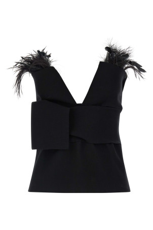 Верх с перьями Черный ALBERTA FERRETTI A088066000555 Верх с перьями Черный ALBERTA FERRETTI A088066000555