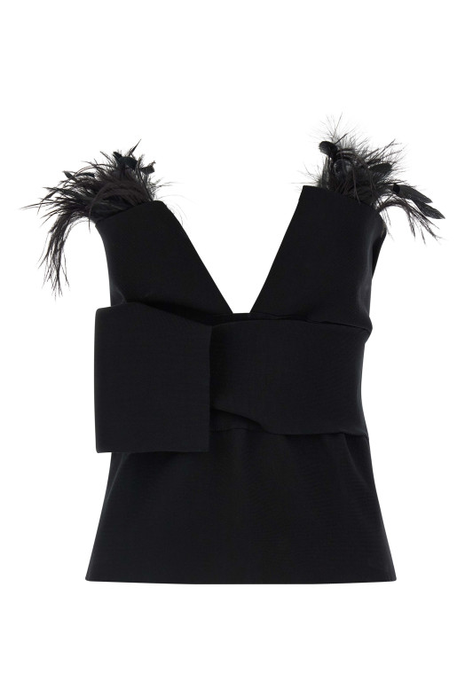 Верх з пір'ям Чорний ALBERTA FERRETTI A088066000555 Верх з пір'ям Чорний ALBERTA FERRETTI A088066000555