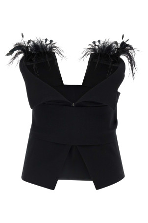 Верх с перьями Черный ALBERTA FERRETTI A088066000555 Верх с перьями Черный ALBERTA FERRETTI A088066000555