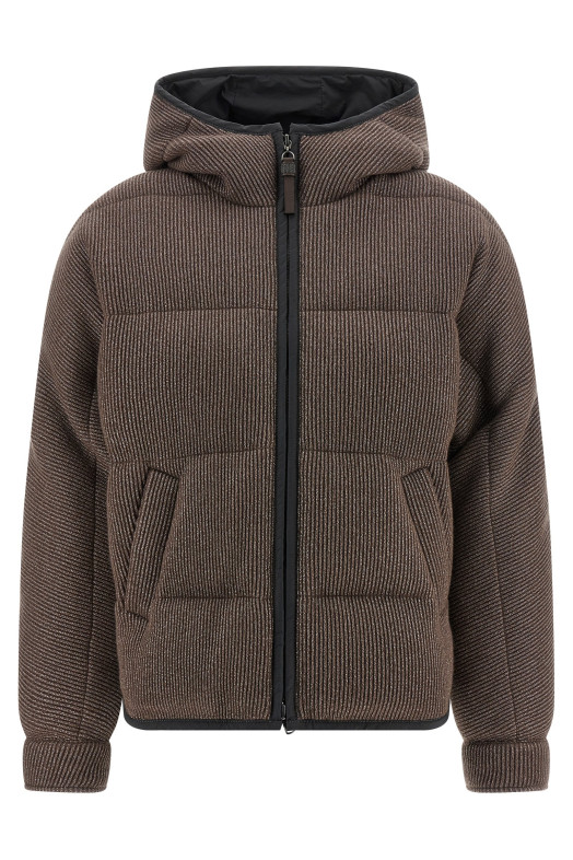 Lame wool down jacket Brown