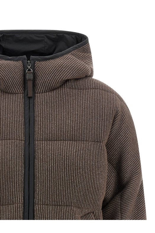 Lame wool down jacket Brown
