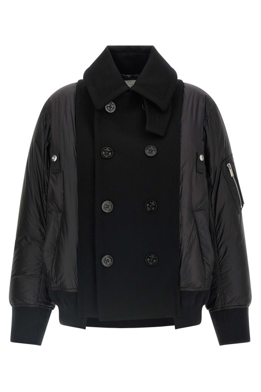 Wool insert bomber jacket Black