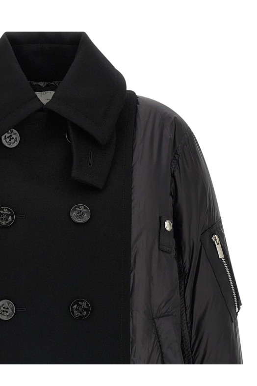 Wool insert bomber jacket Black