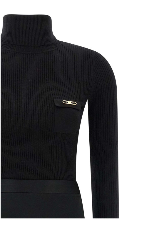 Сукня з високим коміром Чорна ELISABETTA FRANCHI AM06B56E2110