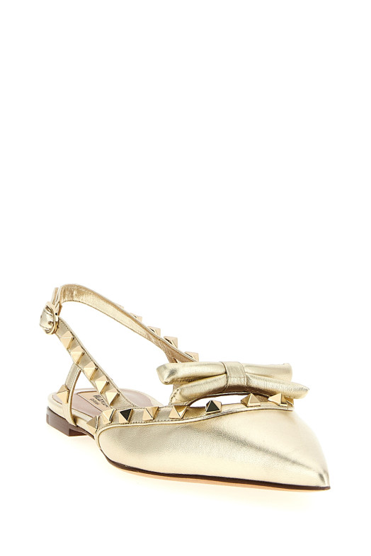 Valentino Garavani 'Rockstud' slingback Gold Valentino Garavani 'Rockstud' slingback Gold