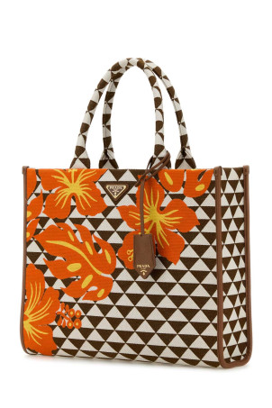 Вишита тканина велика сумка для покупок Symbole PRADA (1BA3562FKL) Вишита тканина велика сумка для покупок Symbole PRADA (1BA3562FKL)