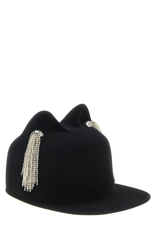 'Jamie' hat with crystals Black
