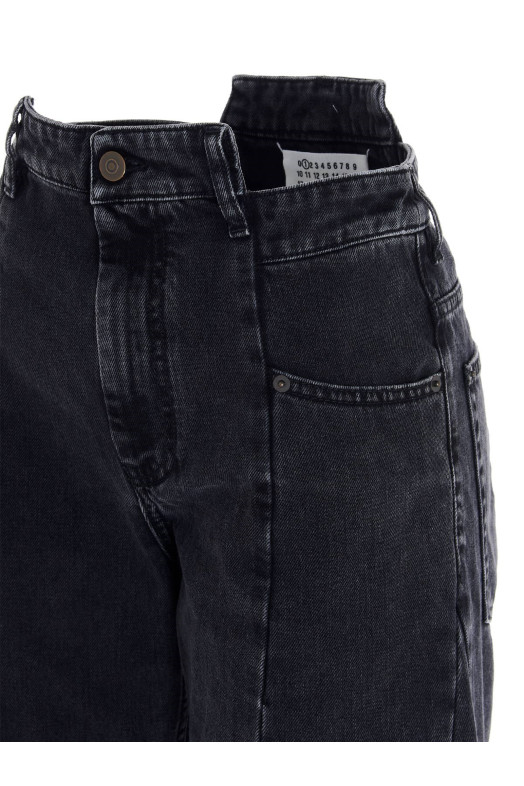 Jeans asymmetrical waist Black