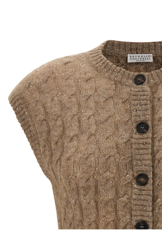В'язаний жилет Коричневий BRUNELLO CUCINELLI MPG731316PC3592 В'язаний жилет Коричневий BRUNELLO CUCINELLI MPG731316PC3592