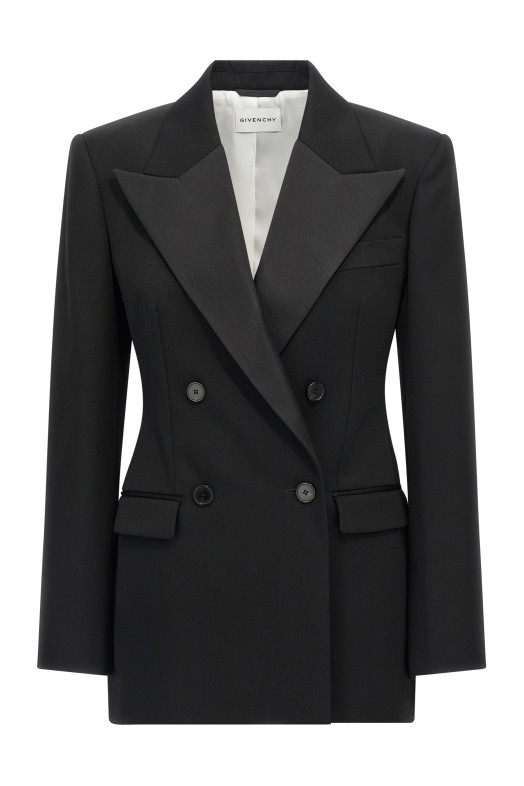 Сатиновый блейзер с лацканами Черный GIVENCHY BW30KW15CT001