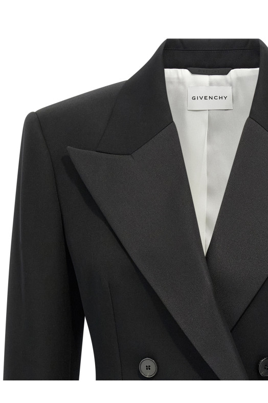 Сатиновый блейзер с лацканами Черный GIVENCHY BW30KW15CT001